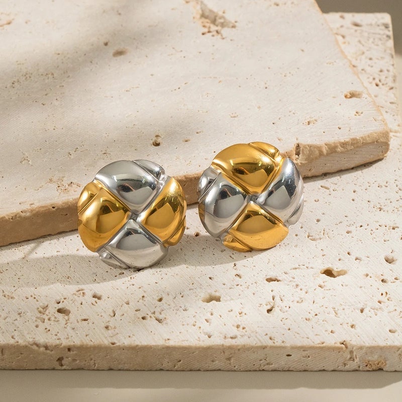 حلق أستانليس ستيل ذهبي × فضي - Image 5