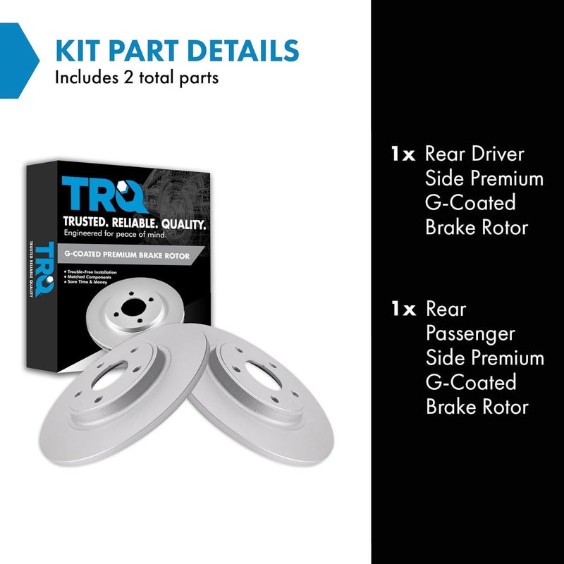 TRQ Rear Brake Rotors Set Premium G-Coated Driver & Passenger Side Compatible with 12-15 C/V 11-20 Grand Caravan 12-20 Journey 12-14 Routan 12-16 Town & Country - Image 2
