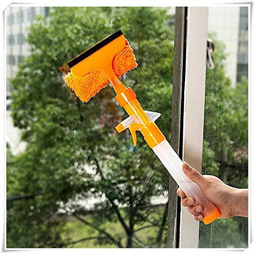 AMULAKH Water Spray Wiper Car Washing Brush Cleaning Tool Multifunction Home Tool Cleaner Glass Cleaning Brush Glass Wiper Window Cleaner with Cloth Pad Multi ColorPack of 1