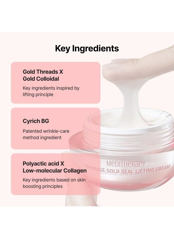 MEDITHERAPY Shumage Gold Seal Lifting Cream - Moisturizer Face Lift Cream, Hydrating & Tightening for Sagging Cheeks - Korean Face Moisturizer for All Skin Types - Radiant Glow Skin - 1.69 Fl. Oz - Image 5