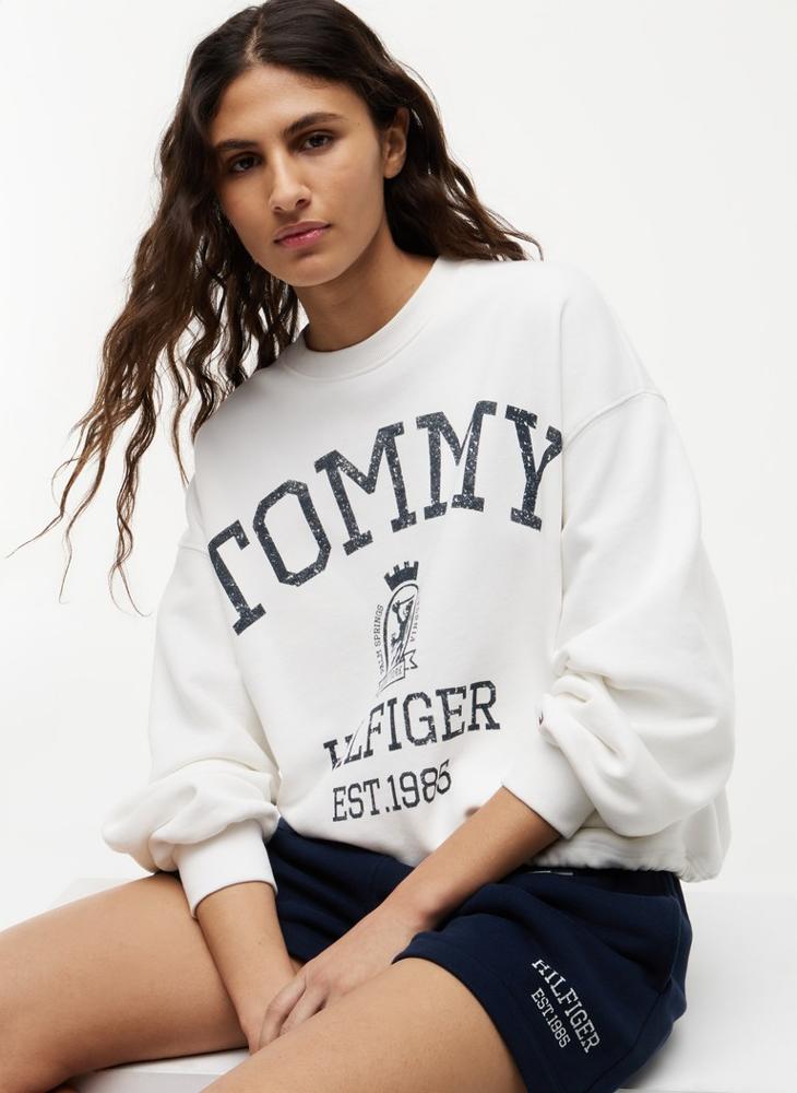 TOMMY HILFIGER Crest Logo Drawstring Hem Relaxed Sweatshirt - Image 3