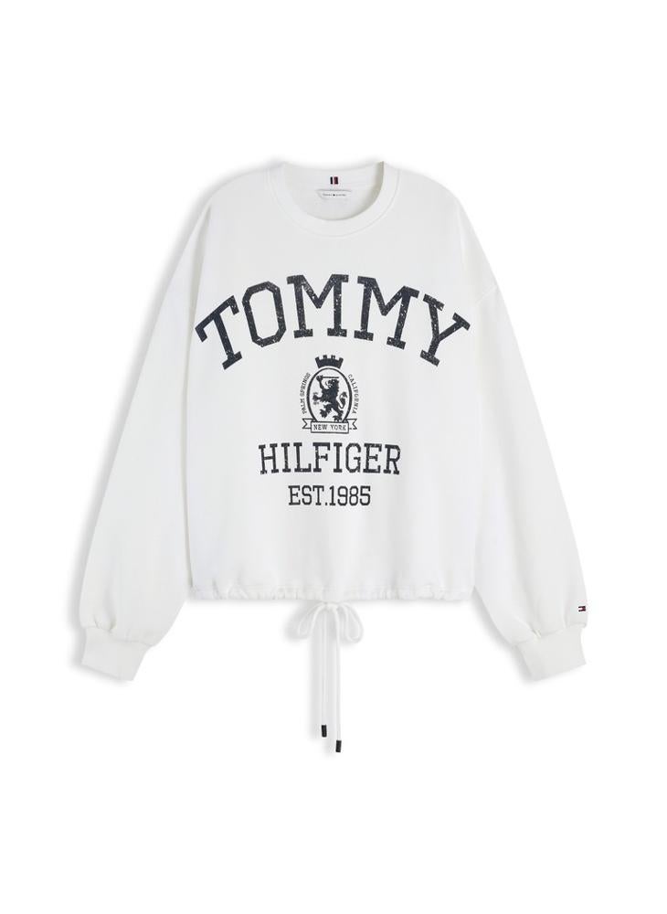TOMMY HILFIGER Crest Logo Drawstring Hem Relaxed Sweatshirt - Image 5