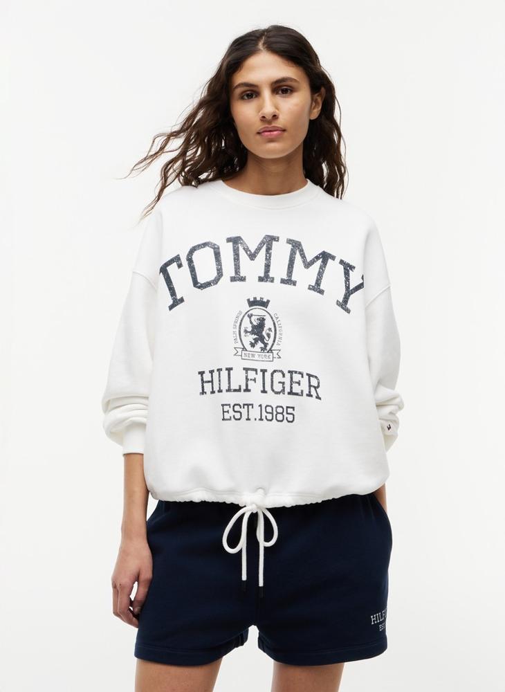 TOMMY HILFIGER Crest Logo Drawstring Hem Relaxed Sweatshirt - Image 1