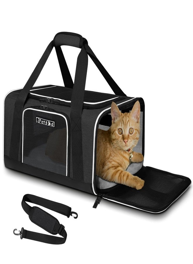 Petskd Pet Carrier 17x12x8.5 JetBlue Allegiant Airline Approved,Pet Travel Carrier Bag for Small Cats and Dogs, Soft Dog Carrier for 1-8 LBS Pets,Dog Cat Carrier with Safety Lock Zipper(Black) - Image 1