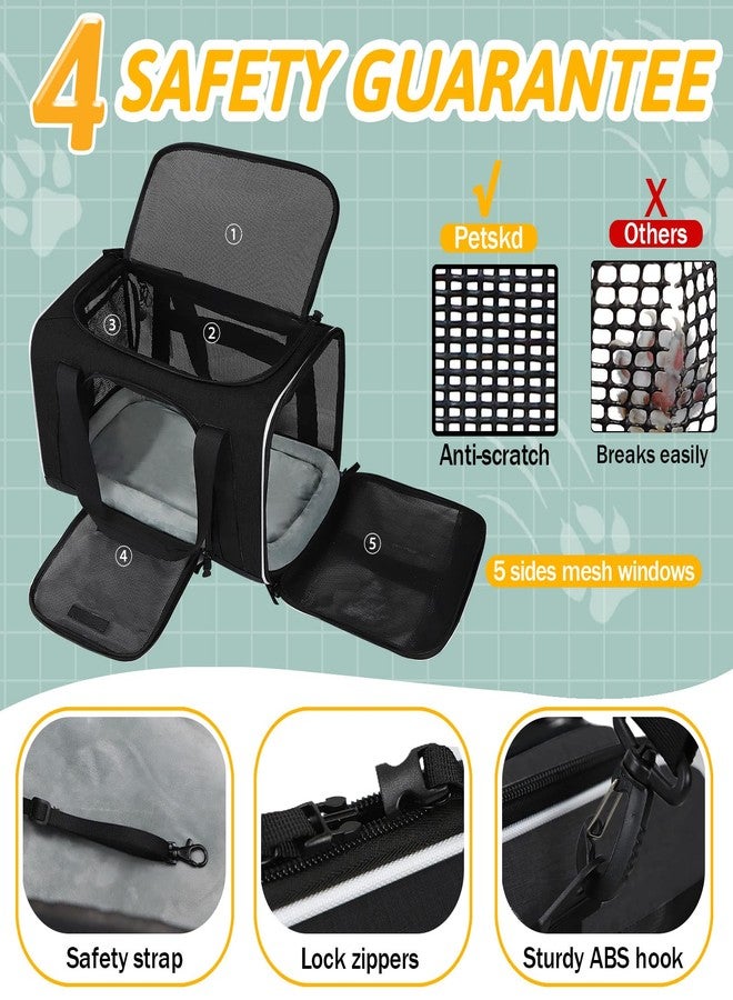 Petskd Pet Carrier 17x12x8.5 JetBlue Allegiant Airline Approved,Pet Travel Carrier Bag for Small Cats and Dogs, Soft Dog Carrier for 1-8 LBS Pets,Dog Cat Carrier with Safety Lock Zipper(Black) - Image 5