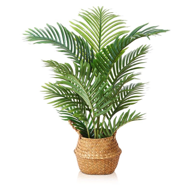 LOMANTO Fake Majesty Palm Plant 3Ft Artificial Plants for Home Decor Indoor Small Faux Trees in Pot Fake Tropical Plants for Housewarming Gift 1Pack - Image 1