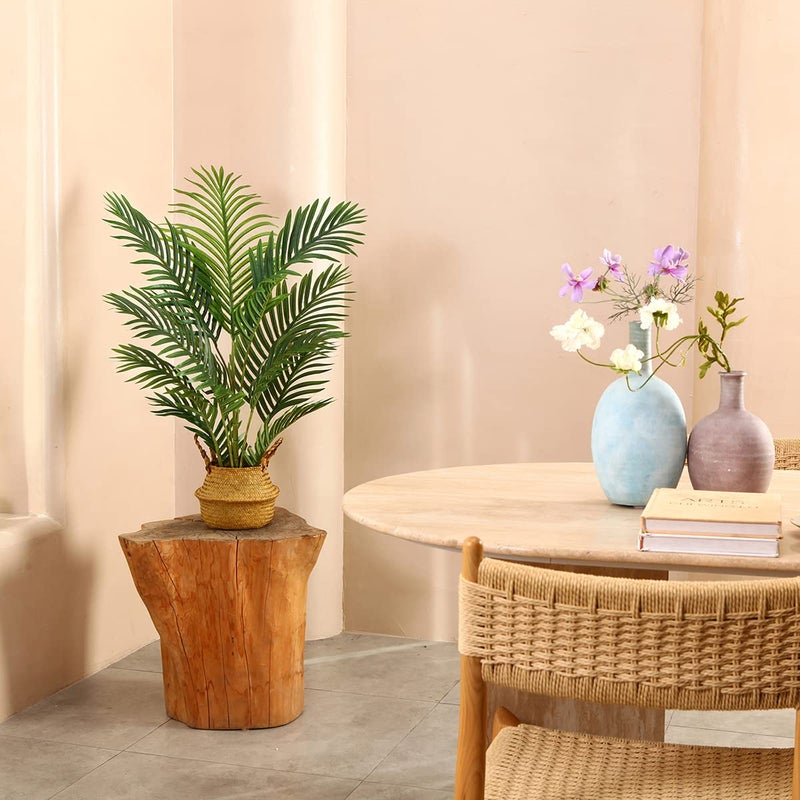 LOMANTO Fake Majesty Palm Plant 3Ft Artificial Plants for Home Decor Indoor Small Faux Trees in Pot Fake Tropical Plants for Housewarming Gift 1Pack - Image 2