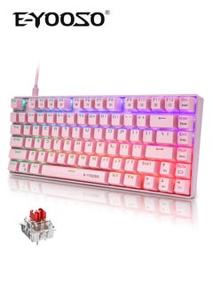 E-YOOSO Z-88 PRO RGB Mechanical Gaming Keyboard, Red Switch, RGB Backlit, Water Resistant, 75% Layout Keyboard Compact 81 Keys Anti-Ghosting for Mac, PC, Pink  - Image 1