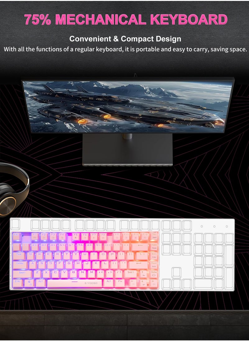 لوحة مفاتيح ميكانيكية للألعاب Z-88 PRO RGB، مفتاح أحمر، إضاءة خلفية RGB، مقاومة للماء، لوحة مفاتيح تخطيط 75% مدمجة 81 مفتاحًا مضادة للظلال لأجهزة Mac والكمبيوتر الشخصي، وردي - pzsku/ZAEE763BF2039B6D95FA6Z/45/_/1730086185/aaf08580-886b-4242-8a8f-c9972774f70f