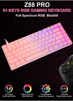 E-YOOSO Z-88 PRO RGB Mechanical Gaming Keyboard, Red Switch, RGB Backlit, Water Resistant, 75% Layout Keyboard Compact 81 Keys Anti-Ghosting for Mac, PC, Pink  - Image 4