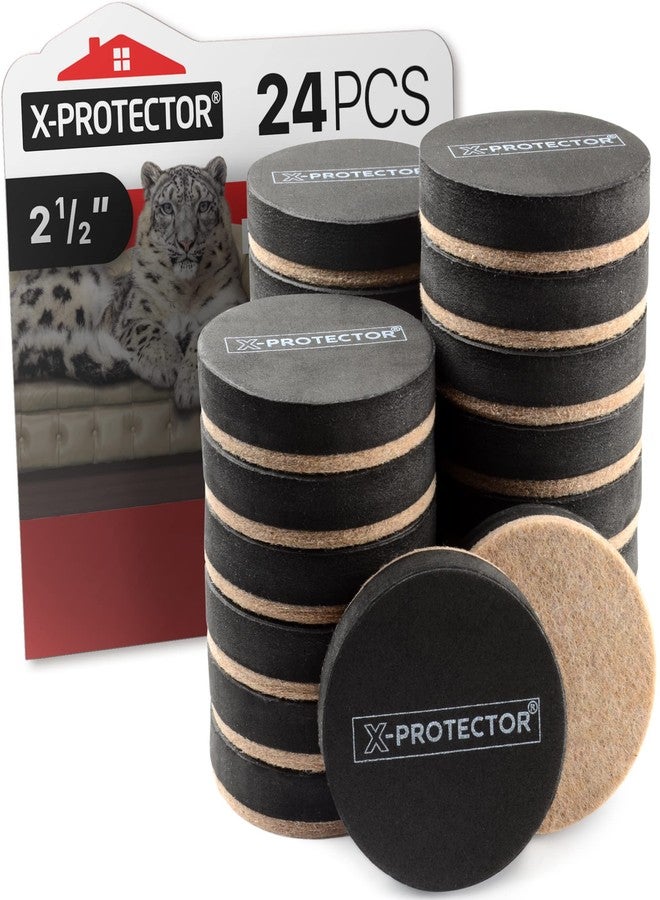 X-Protector Felt Furniture Sliders Hardwood Floors X-PROTECTOR - 24 PCS 2 1/2 inch Furniture Sliders - Heavy Duty Felt Sliders Hard Surfaces - Move Your Furniture Easily & Safely! - Image 1