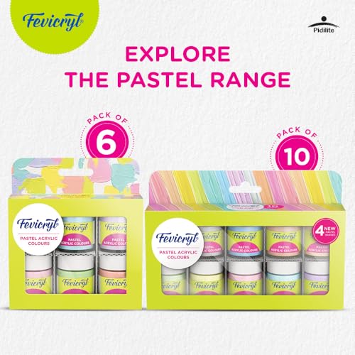 Fevicryl Acrylic Colours Pastel Kit | 10 Colours x 15 ml | DIY Paint, Rich Pigment | Multicolour & Multi-surface | Non-Cracking Paint for Canvas, Wood, Leather, Earthenware, Metal - Image 5