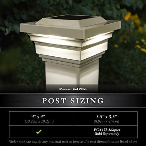 Classy Caps SL078T 4x4 Regal Solar Post Cap - 2 Pack, Tan – High-Performance Solar LED Lights, Durable Tan PVC (Vinyl) Construction, Weather-Resistant, Ideal for Outdoor Posts, Warm & Cool Light Modes - Image 3