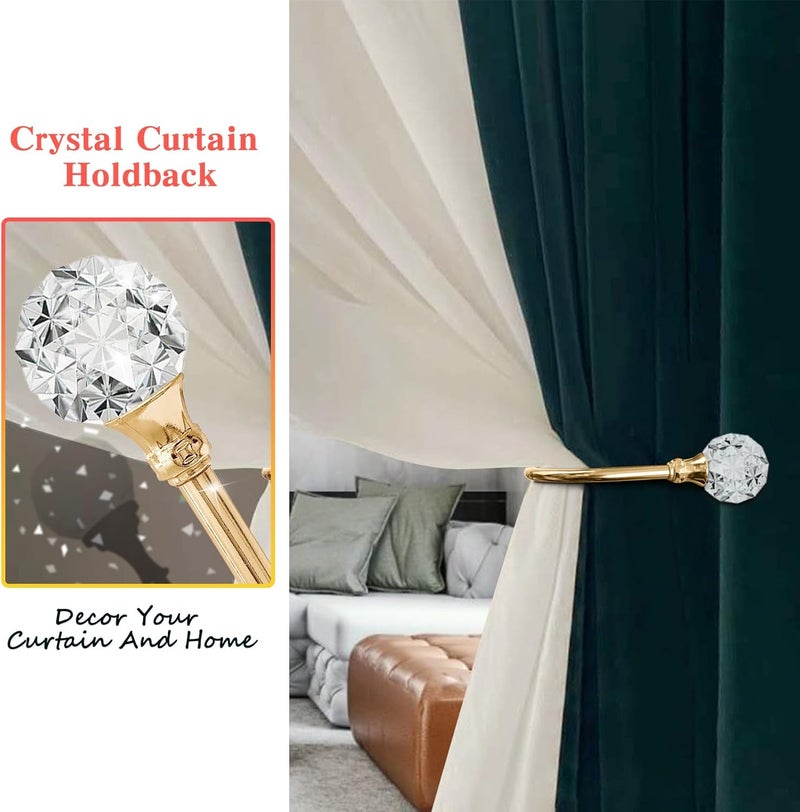 KOLAKO Curtain Holdbacks, 6 Pack Curtain Tiebacks with Crystal Ball, Wall Mounted Decorative Metal Heavy Duty Window Drapery Holders Pull Backs for Heavy Drapes, Curtain Tie Backs Hooks (Rose Gold - Image 3