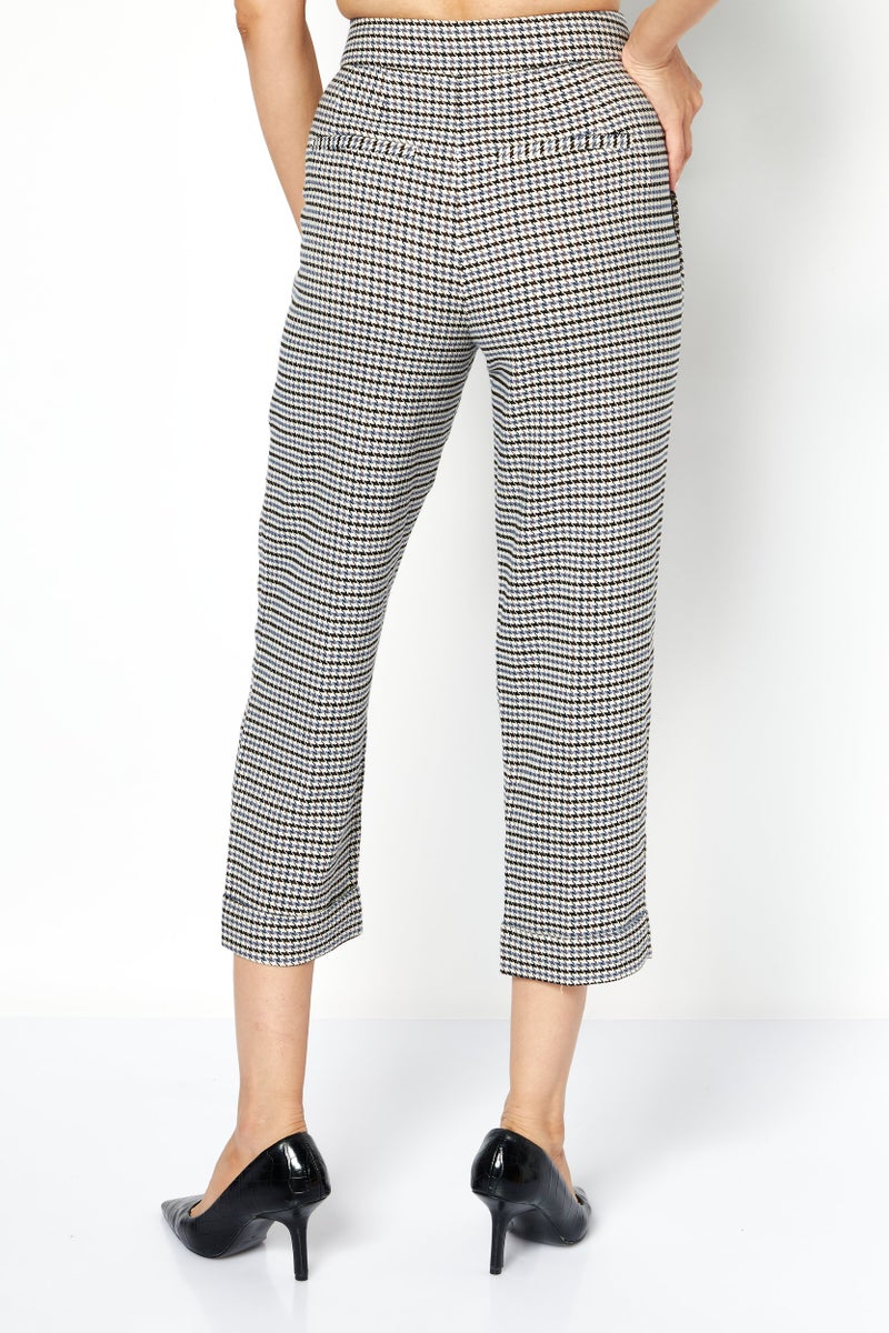 ONLY Women Regular Fit  Plaid Straight  Leg Pants, Blue Combo - Image 2