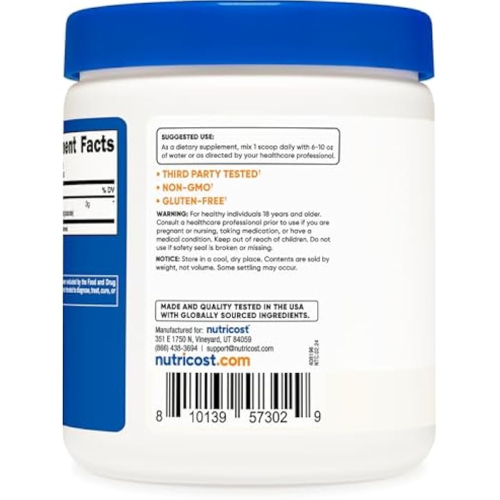 Nutricost Arginine AKG Powder 300 Grams (AAKG) - 3G Per Serving & 100 Servings - Pure Arginine Alpha Ketoglutarate - Image 4