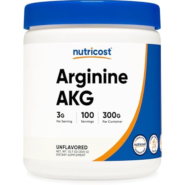 Nutricost Arginine AKG Powder 300 Grams (AAKG) - 3G Per Serving & 100 Servings - Pure Arginine Alpha Ketoglutarate - Image 1