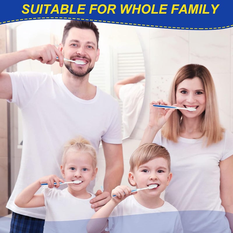 Patelai 100 Pcs Individually Wrapped Toothbrush Bulk Disposable Travel Toothbrushes Soft Bristle Tooth Brush Single Pack for Camping Adults Kids Hotels Guest Toiletries (Blue) - Image 3