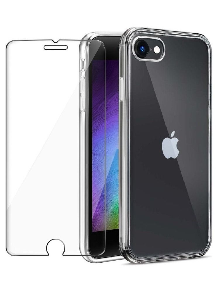 CATANES iPhone 7/iPhone 8/iPhone SE (2022/2020) 2Pack Case Cover and Screen Protector All-Around Protection Transparent Slim Anti-Fall TPU Cover with Scratch Resistant 9H Tempered Glass (4.7inch) Clear  - Image 1