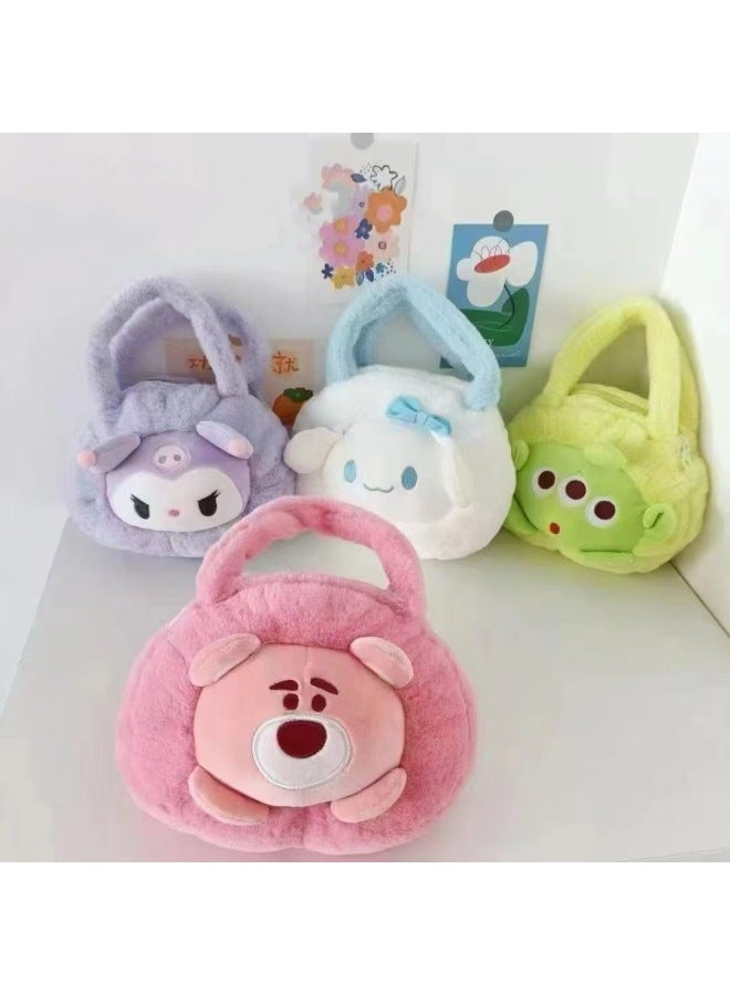 Sanrio Plush Bag Toy Doll Bag Cartoon Ins Style Coin Purse Grab Doll Crossbody Bag-Specifications:Drum Face Handbag (24*18*6cm)  - Image 1