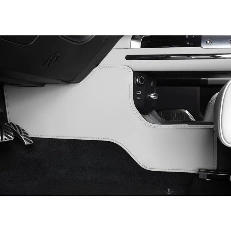 Leather Kick Protector Mat for Passenger and Driver Side Glove Box, Orange Interior, White, Durable Scratch-Resistant Protection - Image 1