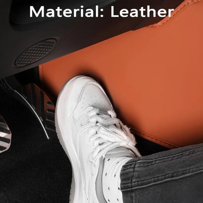 Leather Kick Protector Mat for Passenger and Driver Side Glove Box, Orange Interior, White, Durable Scratch-Resistant Protection - Image 4