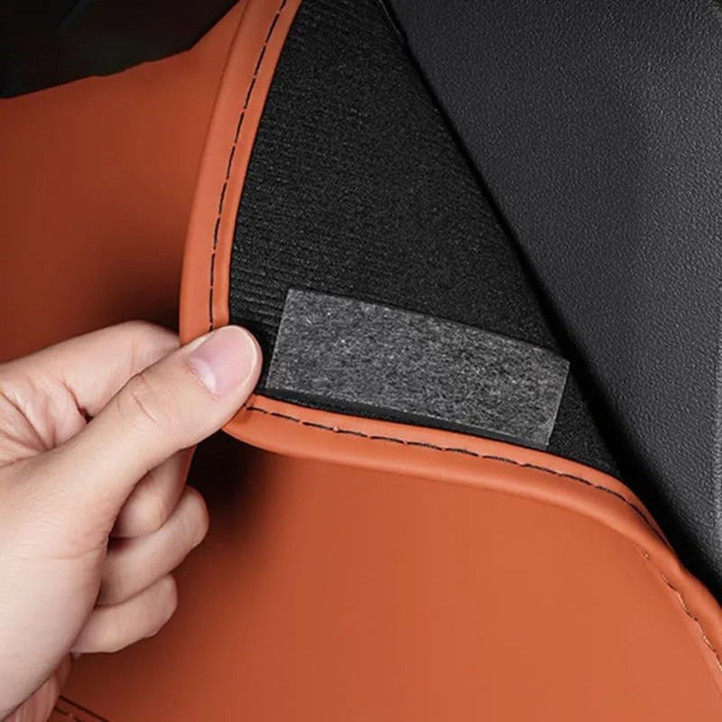 Leather Kick Protector Mat for Passenger and Driver Side Glove Box, Orange Interior, White, Durable Scratch-Resistant Protection - Image 3