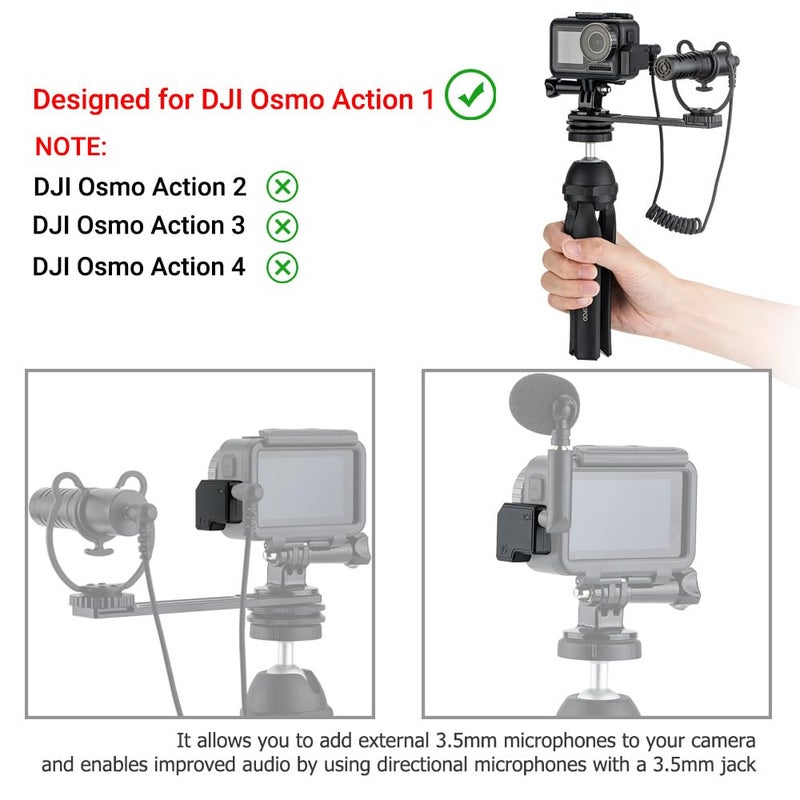 JJC Dual USB-C 3.5mm Mic Adapter for DJI Osmo Action 1 (Only),Not Compatible with DJI Osmo Action 2 3 4,Audio Adapter Vlogging Accessories for OSMO Action 1 Camera (Only) - Image 3