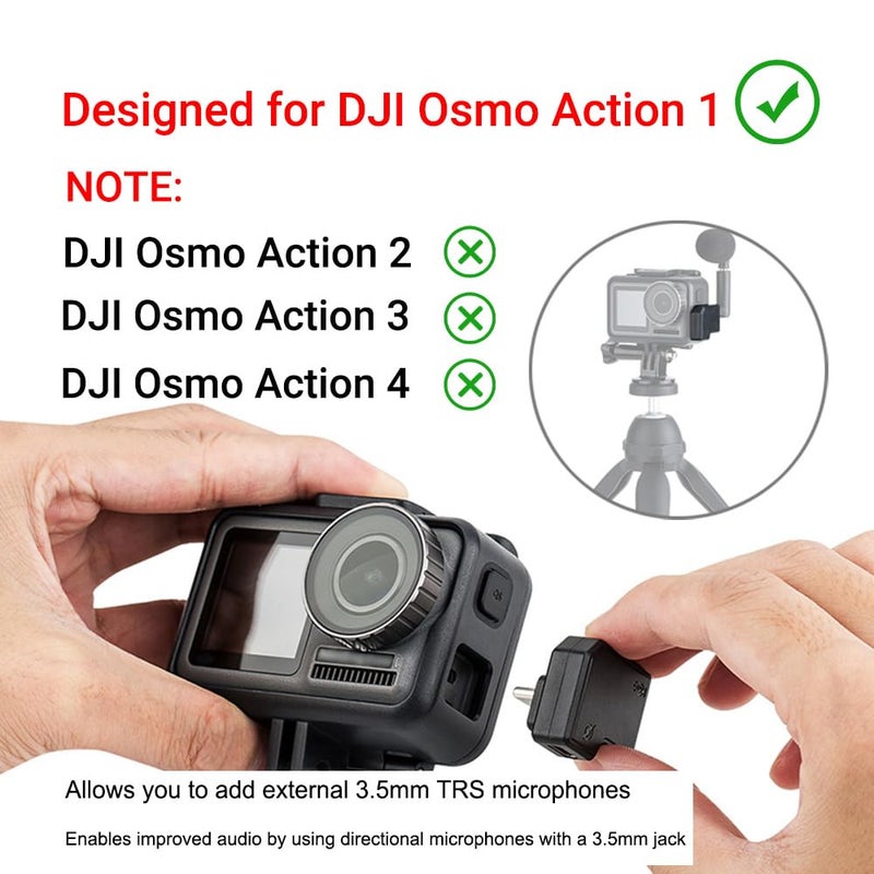 JJC Dual USB-C 3.5mm Mic Adapter for DJI Osmo Action 1 (Only),Not Compatible with DJI Osmo Action 2 3 4,Audio Adapter Vlogging Accessories for OSMO Action 1 Camera (Only) - Image 2