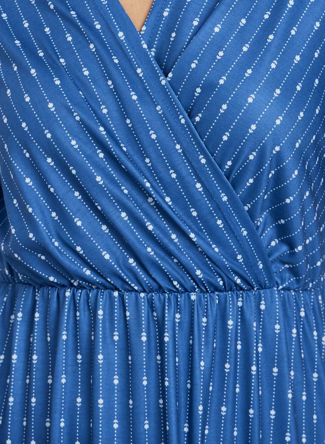 Styli Printed Wrap Look Flared Short Sleeve Nightdress - Image 3