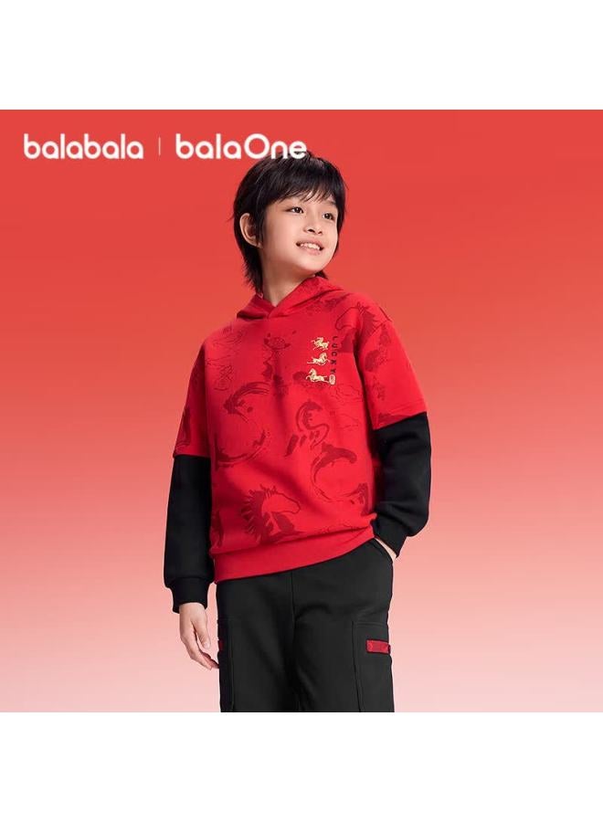 Balabala Kids Hoodie Boys New Spring Hooded Fake Two-piece Sweatshirt - Image 1