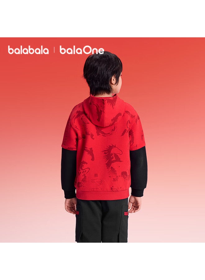 Balabala Kids Hoodie Boys New Spring Hooded Fake Two-piece Sweatshirt - Image 2
