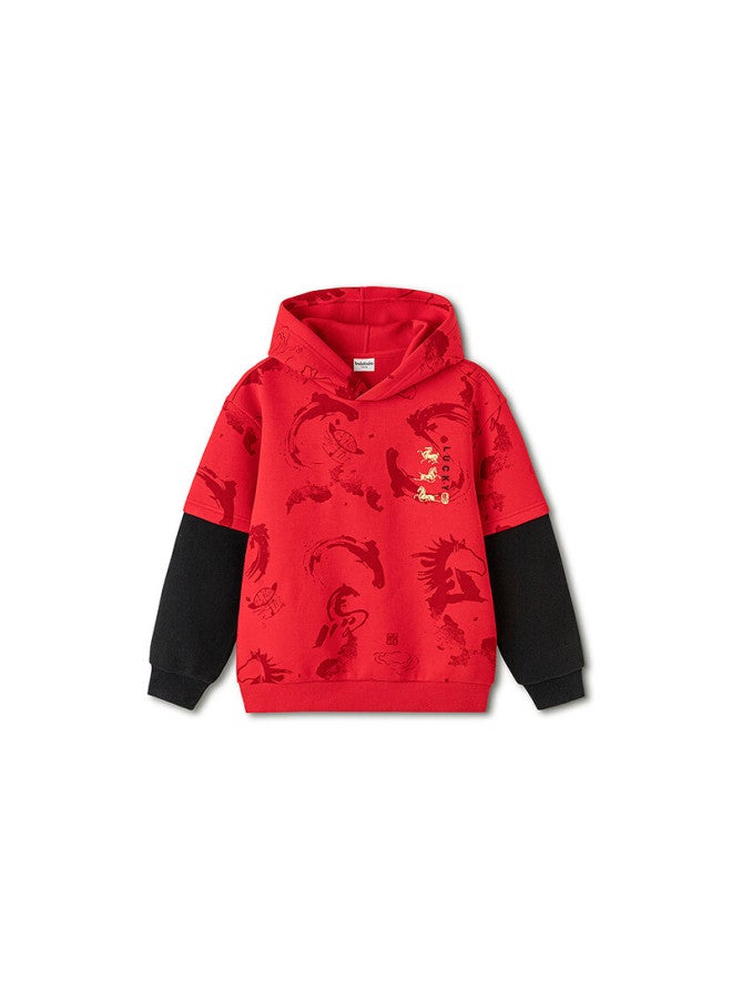 Balabala Kids Hoodie Boys New Spring Hooded Fake Two-piece Sweatshirt - Image 3