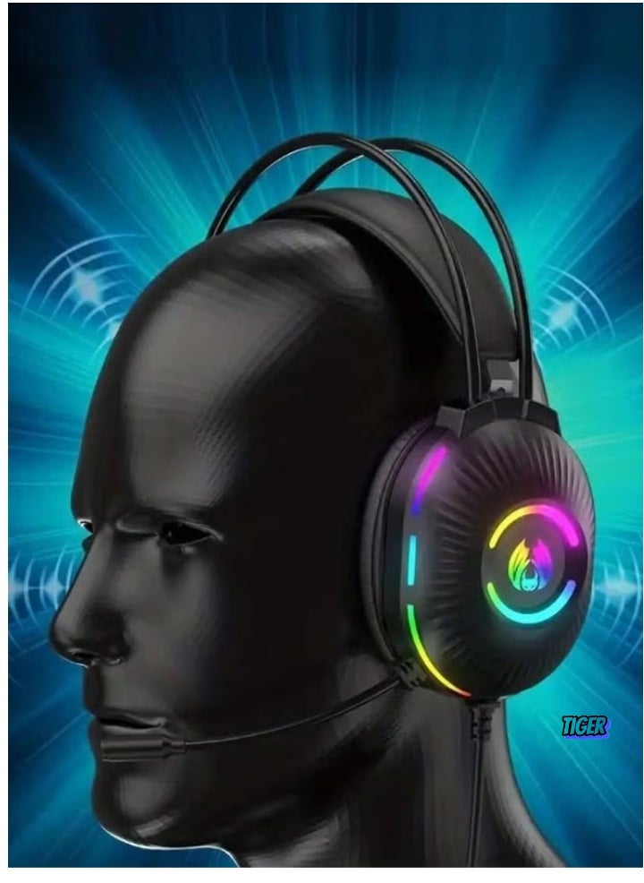 TIGER - H83 Cross-Border Exclusive PC Gaming Headset, Head-Mounted with Shocking Bass, Sound Location Recognition, E-Sports Noise Reduction, Enhanced Audio for Immersive Gaming Experience, Comfortable Design for Long Sessions - Image 1