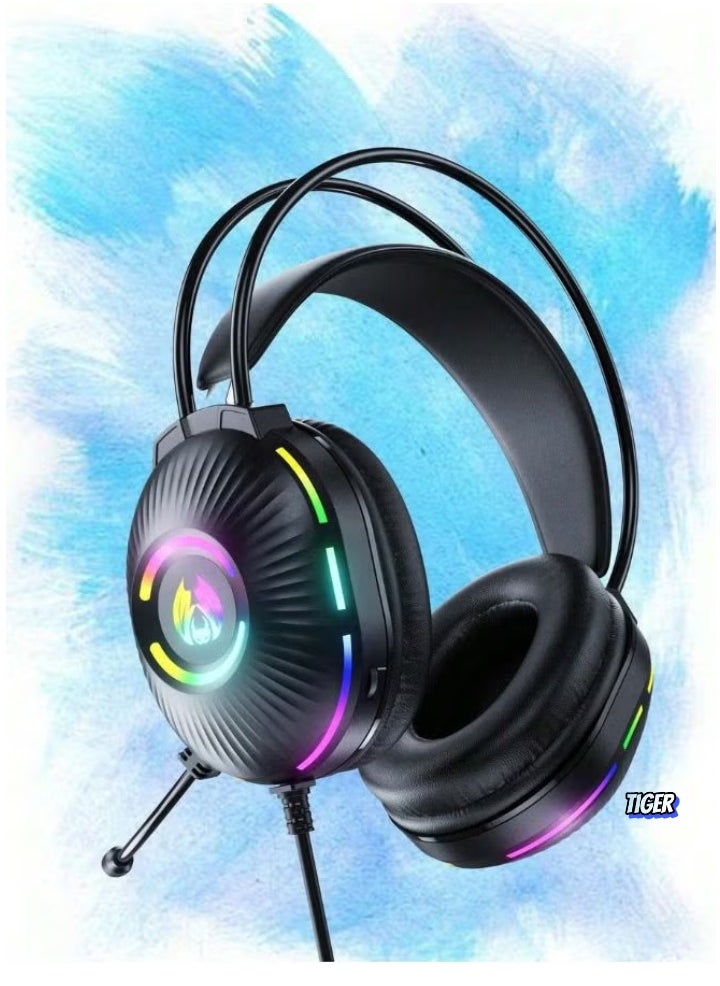 TIGER - H83 Cross-Border Exclusive PC Gaming Headset, Head-Mounted with Shocking Bass, Sound Location Recognition, E-Sports Noise Reduction, Enhanced Audio for Immersive Gaming Experience, Comfortable Design for Long Sessions - Image 1