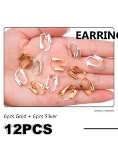 BronaGrand BronaGrand 12 Pieces Earring Clip Backs Clip-on Earring Converter Components Findings with Post for None Pierced Ears,Silver and Gold  - Image 4