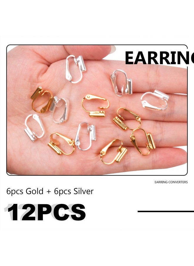 BronaGrand BronaGrand 12 Pieces Earring Clip Backs Clip-on Earring Converter Components Findings with Post for None Pierced Ears,Silver and Gold  - Image 4