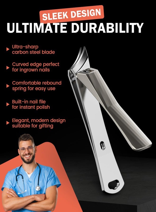 BEZOX Slant Curved Balde Nail Clippers for Ingrown & Thick Nails - Stylish Heavy Duty Toe Nail Clipper for Seniors, Angled Precision Cutting Edge Fingernail Clippers, Integrated Nail File - Champagne - Image 2