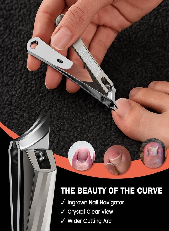 BEZOX Slant Curved Balde Nail Clippers for Ingrown & Thick Nails - Stylish Heavy Duty Toe Nail Clipper for Seniors, Angled Precision Cutting Edge Fingernail Clippers, Integrated Nail File - Champagne - Image 3