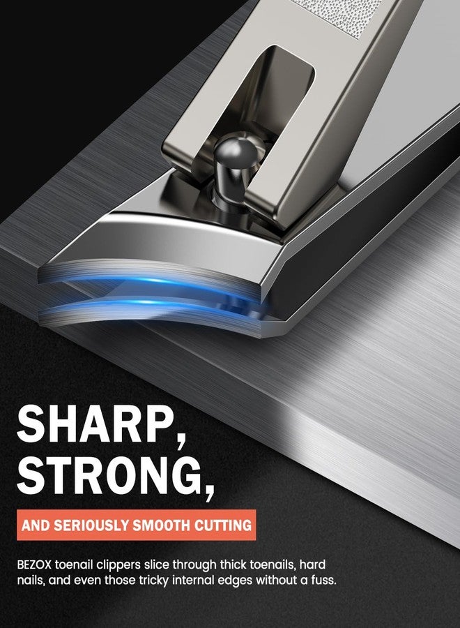 BEZOX Slant Curved Balde Nail Clippers for Ingrown & Thick Nails - Stylish Heavy Duty Toe Nail Clipper for Seniors, Angled Precision Cutting Edge Fingernail Clippers, Integrated Nail File - Champagne - Image 4