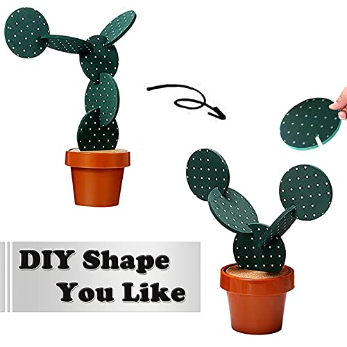 Sirensky Cactus Coasters Set for Drinks of 6 Pieces,Funny Coasters Cactus Gift with Flowerpot Holder for Home Office Bar Decor - Image 5