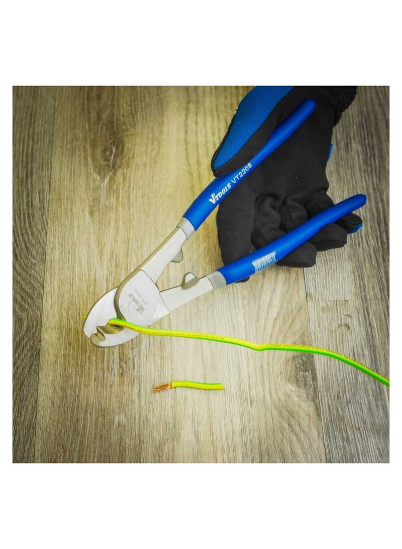 VTOOLS 10 Inch Cable Cutter, Heavy Duty Carbon Steel Wire Cutter, Dipped Handle, Cutter for Aluminum, Copper, Communications Cable - Image 5