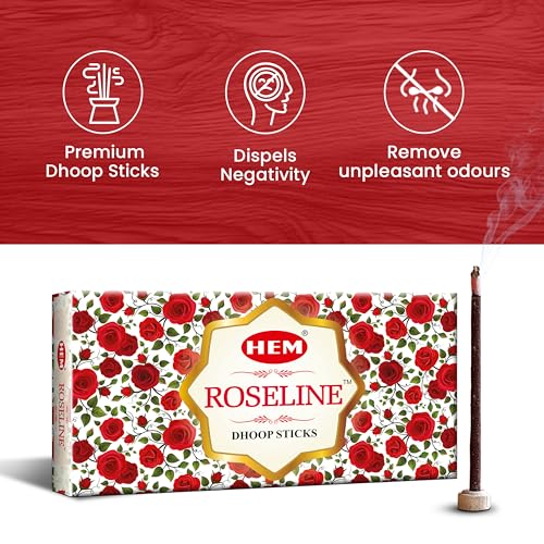 Hem Roseline Dhoop Sticks | Bambooless & Charcoal-Free | Natural Rose Aroma for Pooja, Meditation & Spiritual Practices | Long-Lasting Fragrance | Approx. 20 Sticks | 50g Pack | Burns 35-40 Min - Image 3