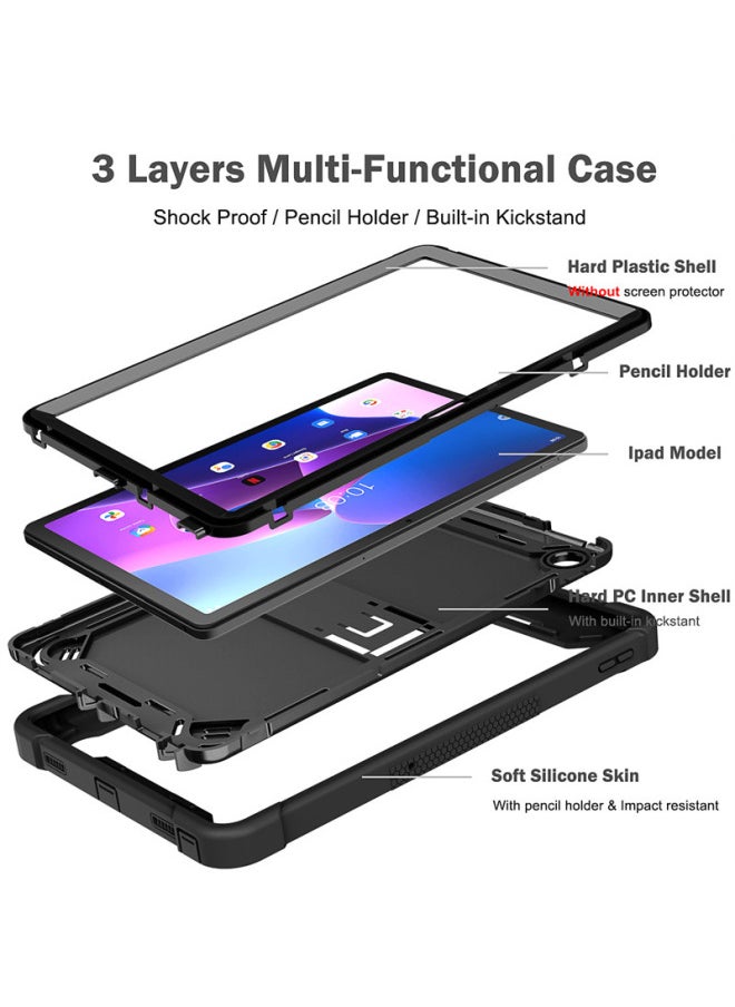 Generic - Applicable To Lenovo Tab M10 Plus 3rd Tablet Case Silicone PC Bracket TB-125FU Drop-resistant Protective Case-Color:Black-Applicable Model:Redmi Pad Pro 12.1/For Xiaomi Poco Pad 12.1 - Image 1