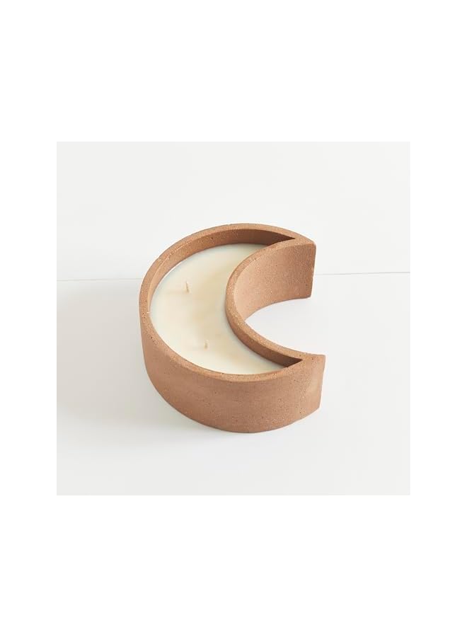 The Bros Jasmine Scented Brown Moon-Shaped Concrete Base Candle, 400 g - Ramadan Collection, Eco-Friendly, 100% Soy Wax, Paraffin-Free, Clean Burn, Made from Recycled Materials - Image 2