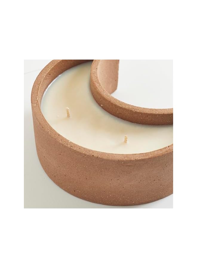 The Bros Jasmine Scented Brown Moon-Shaped Concrete Base Candle, 400 g - Ramadan Collection, Eco-Friendly, 100% Soy Wax, Paraffin-Free, Clean Burn, Made from Recycled Materials - Image 3