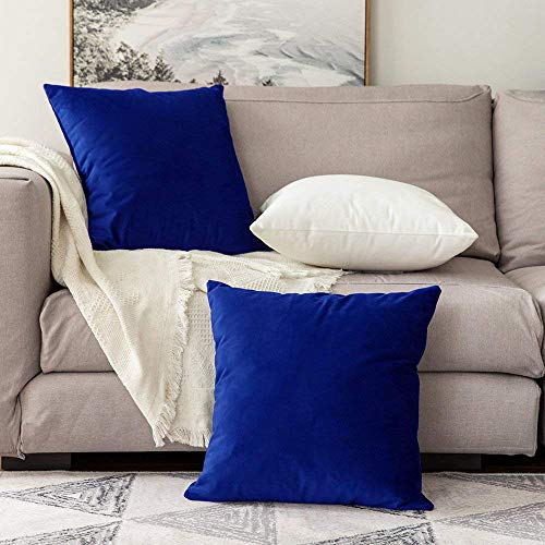 Khooti Decorative Velvet Square Cushion Cover Throw Pillow Cover for Living Room Couch Diwan Single Seater Sofa, Colourful Modern 16 x 16 Inches / 40 x 40 cm (Colour - Royal Blue)(Set of 2 Pieces) - Image 4