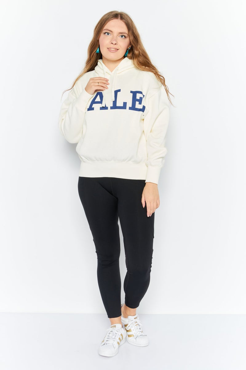 Champion Women Sportswear Fit Hooded Training Sweatshirt, Cream  - Image 4