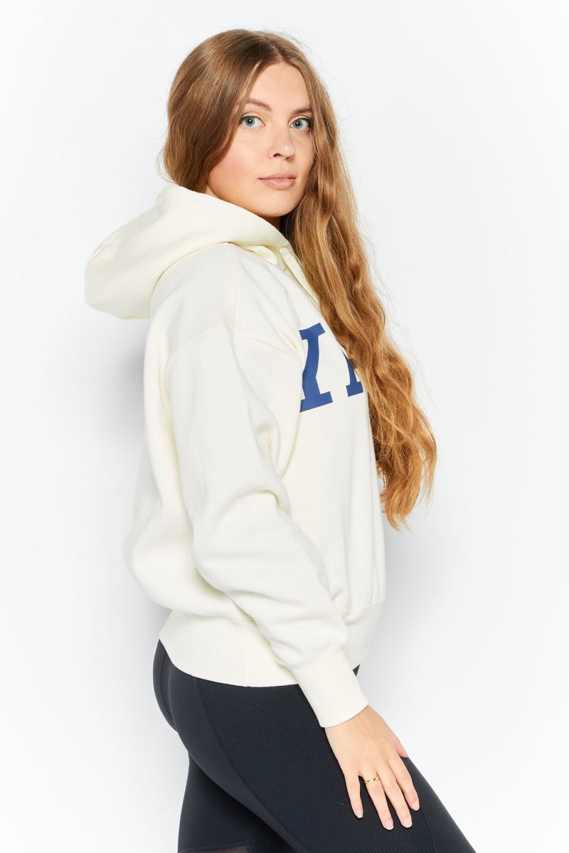 Champion Women Sportswear Fit Hooded Training Sweatshirt, Cream  - Image 3