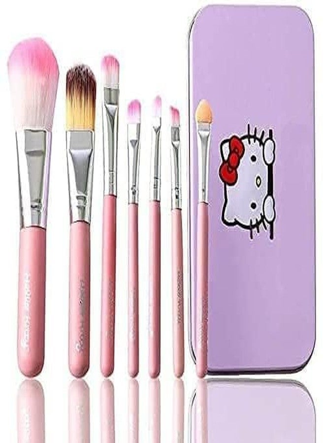 Ooplore Women's & Girl's Soft Bristles 7 Pink Makeup Brushes Set with 1 Black 36H Liquid Eyeliner Pencil - (Pack of 8) - Image 2